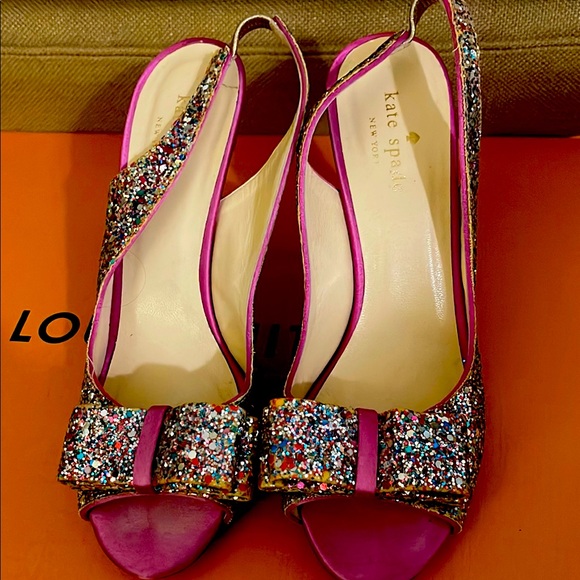 kate spade Shoes - Kate Spade Pink Crystal Bow Heels